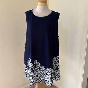 NWT! SIMPLY ASTER size 4X navy with white pullover sleeveless dress